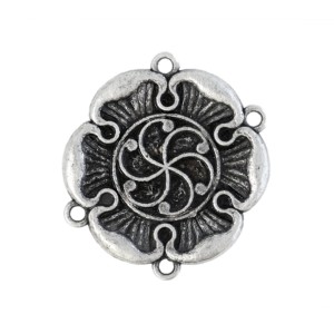 Lillekujuline, ornamendimustriga, nelja aasaga riputis, naast Metal Charm, 40 x 2mm