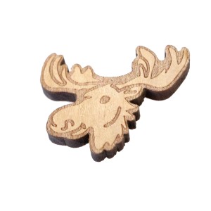 Põdrakujuline puitdetail, graveeritud mustriga, aukudeta, 32 × 22 × 4 mm