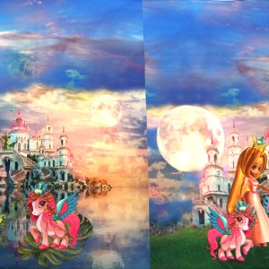 Printsesside ja ponidega, trikookangas kupongina 75 cm x 150 cm, Stenzo, 17710