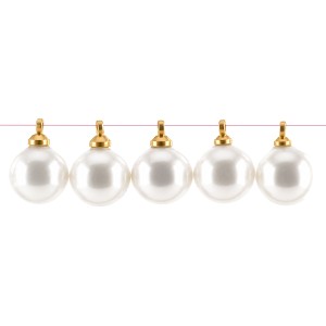 Ceramic pearl-like pendant with metal cap, Ø10 mm