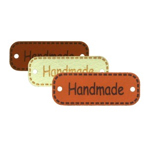 Kunstnahast piklik õmmeldav aksessuaar 'Handmade', 40 x 15mm