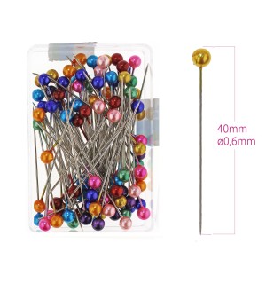 Round Plastic Head Pins; ~100pcs, 40 x ø0,6mm