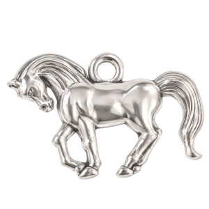 Metal pendant, silver-coloured horse, 24 x 16 mm