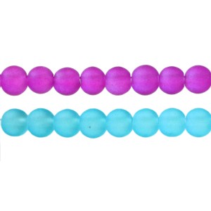 Round glass beads with matt ice finish, 8mm