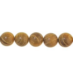 ø10mm golden sandalwood silk-matte wooden beads, ~30 pcs