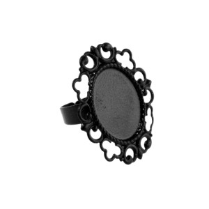 Ovaalse pitsilise plaadiga reguleeritav sõrmusetoorik / Lacey Oval Finger Ring Base / 19 x 15mm
