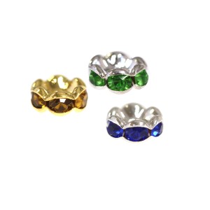 Disk Jewellery Spacer with Rhinestones, 8 x 4mm