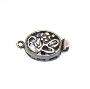 Ovaalne lillelise mustriga karpkinnis / Oval Box Clasp with Floral Pattern / 12 x 10mm